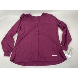 Skechers Barco Stability Snap Warmup Long Sleeve Scrub Top Womens 2XL Wine NWT